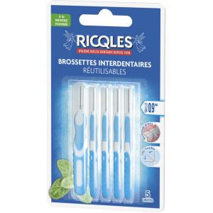 Ricql&egrave;s Brossettes Interdentaires R&eacute;utilisables 5 Unit&eacute;s - Taille : 0,9 mm