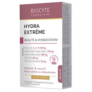 Biocyte Hydra Extrême Beauté & Hydratation Peaux Sèches ou Déshydratées 40 Gélules