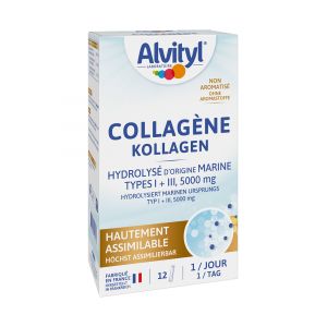 Alvityl Collagène - Hydrolysé d'Origine Marine - Type I & Iii - 5 000 mg - 12 Sticks - Dès 18 Ans