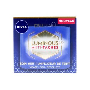 Nivea Cellular Luminous630 Soin de Nuit Unificateur de Teint Visage Cou et Décolleté 50 ml