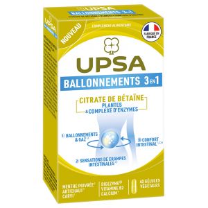 UPSA Ballonnements 3en1 Citrate de Bétaïne et Complexe d'Enzymes 40 Unités Végétales
