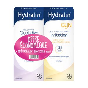 Hydralin Quotidien et Gyn - Soins Intimes - Lot de 2 x 200 ml (-20 % Sur le Quotidien) Hygiène Intime