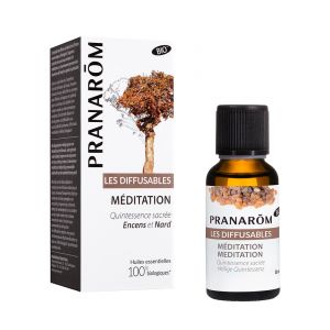 Pranarôm Les Diffusables Mélange d'Huiles Essentielles Pour Diffuseur Méditation Quintessence Sacrée Encens et Nard Bio (Eco) 30 ml