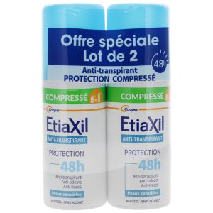 Etiaxil Anti-Transpirant Protection 48h Compressé Peaux Sensibles 2 x 100 ml