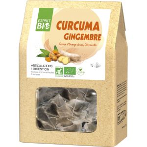 Esprit Bio Curcuma Gingembre à Infuser Bio Digestion 15 Sachets Pyramides