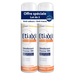 Etiaxil Déodorant Douceur 48H Sans Aluminium Aérosol Lot 2 x 150 ml