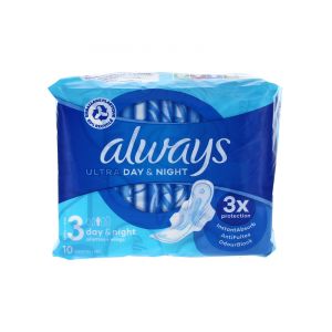 Always Ultra Day & Night Serviettes Jour et Nuit avec Ailettes Taille 3 10 Serviettes