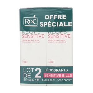 RoC Keops Sensitive Déodorant à Bille Peaux Sensibles 48H 2 x 30 ml