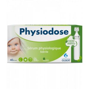 Gilbert Physiodose S&eacute;rum Physiologique St&eacute;rile Bio 40 x 5 ml - Hygi&egrave;ne des yeux - Pharmacie en ligne LaSante.net