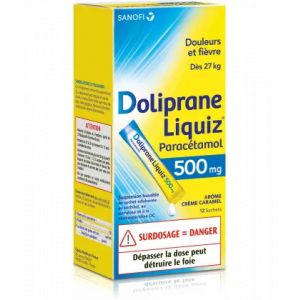 DolipraneLiquiz 500 mg Sachets x 12 - Douleurs et fi&egrave;vres - Pharmacie en ligne LaSante.net