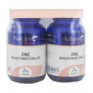 Nature Attitude Zinc Bisglycinate Ch&eacute;lat&eacute; Lot de 2 x 60 G&eacute;lules - Cheveux, peau, ongles - Pharmacie en ligne LaSante.net