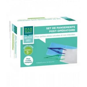 Marque Conseil Set de Pansements Post-Op&eacute;ratoire Plaie Moyenne x 3 - Premiers soins - Pharmacie en ligne LaSante.net