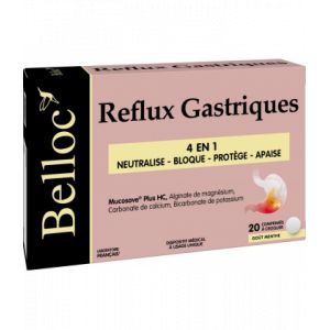 Belloc Reflux Gastriques Comprim&eacute;s &agrave; Croquer x 20 - Compl&eacute;ment alimentaire reflux gastrique - Pharmacie en ligne LaSante.net