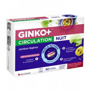 Ginko+ Circulation Nuit Jambes L&eacute;g&egrave;res Triple Action Comprim&eacute;s x 60