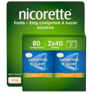 Nicorette 2 mg Comprim&eacute;s Fruits x 80 - Sevrage tabagique - Pharmacie en ligne LaSante.net