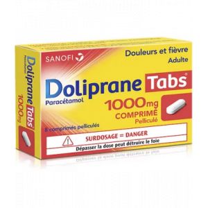 DolipraneTabs 1000 mg - 8 Comprim&eacute;s - Parac&eacute;tamol - Pharmacie en ligne LaSante.net