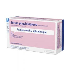 Biogaran S&eacute;rum Physiologique 40 x 5 ml - Nez et oreilles b&eacute;b&eacute; - Pharmacie en ligne LaSante.net