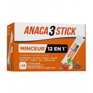 Anaca3 Minceur 12 en 1 Sticks x 14 - Destockage des graisses - Pharmacie en ligne LaSante.net