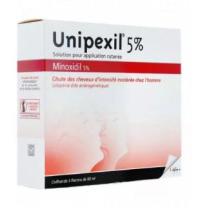 Unipexil Minoxidil 5% 3 Flacons 60 ml - Chute des cheveux - Pharmacie en ligne LaSante.net