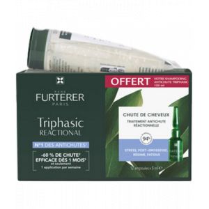Ren&eacute; Furterer Triphasic Reactional Ampoules x 12 + Shampooing Antichute Triphasic 100 ml Offert