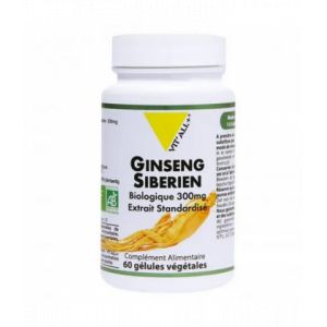 VIT'ALL+ Ginseng Sib&eacute;rien Bio 300 mg G&eacute;lules V&eacute;g&eacute;tales x 60 - D&eacute;fenses immunitaires - Pharmacie en ligne LaSante.net
