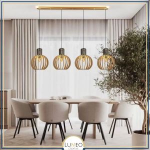 Suspension WOODY | Lustre en bois style bambou | Suspension XXL