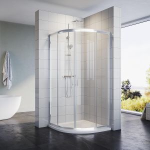 Cabine de douche Paroi de douche ronde Porte coulissante ESG Porte en verre 80/90/100cm Hauteur 185cm /195cm