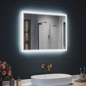 SIRHONA Miroir LED Salle de Bain avec éclairage, Miroir Lumineux Salle de Bain Anti-buée,80x60/60x100cm
