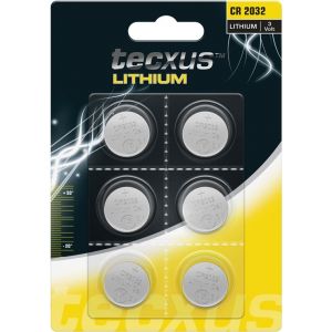 Tecxus CR2032 - Pile bouton au lithium, 3V