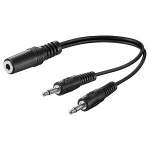 Adaptateur de câble en Y audio Goobay 3,5 mm, 1x prise stéréo vers 2x fiche mono - prise jack 3,5 mm (3 broches, stéréo) > 2x fiche jack 3,5 mm (2 broches, mono)