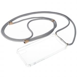 Collier Housse convient pour Apple iPhone X, iPhone XS, coque smartphone avec cordon gris, blanc &agrave; fixer