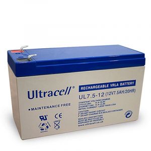 Batterie au plomb Ultracell UL7.5-12 12 volts avec contacts de 7,5 Ah et 4,8 mm
