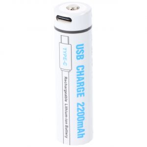 Cellule ronde 18650, Li-ion, 3,7 V, 2 200 mAh, 8,1 Wh, avec port de chargement USB-C
