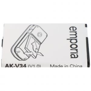 Batterie d'origine Emporia V34, remplace la batterie Emporia AK-V34, 3,7 volts 940 mAh, 55 x 42 x 4 mm