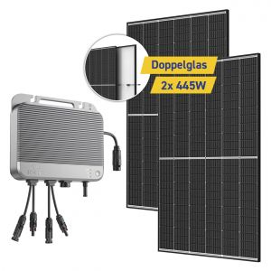 Ensemble complet de centrale &eacute;lectrique de balcon 890 W avec micro-onduleur Zendure SolarFlow 800 et 2 modules solaires Trina 445 W
