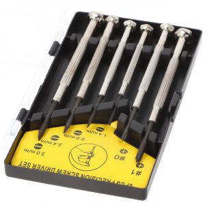 Jeu de tournevis mécaniques de précision 6 pièces avec boîte en plastique