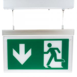 &Eacute;clairage de sortie de secours &agrave; LED, &eacute;clairage &agrave; pictogramme suspendu, pour montage mural / en surface avec batterie