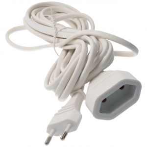 Câble d'extension EURO 10m pour la prise européenne plate, 2 pôles, couleur blanc