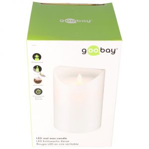Goobay LED bougie en vraie cire blanche, 10x15 cm - solution d'éclairage sûre et magnifique