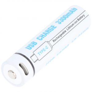 Cellule ronde 18650, Li-ion, 3,7 V, 3 300 mAh, 12,2 Wh, avec port de chargement USB-C