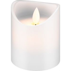 Bougie LED en vraie cire Goobay blanche, 7,5x10 cm - solution d'éclairage sûre et magnifique