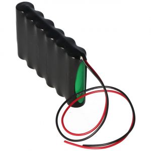 Batterie de remplacement idéale pour l'éclairage de secours et de sécurité, les lumières de secours, les lampes de secours, NiMH 7.2V 1.6Ah, rangée AA rétrécie avec sortie de câble de 25 cm sur un côté