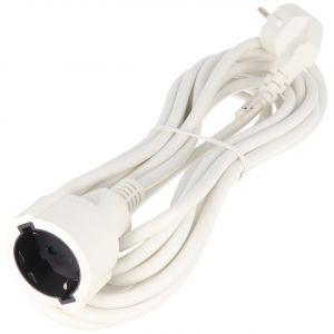 Câble de rallonge Schuko 5 mètres, câble de rallonge 5m, 230V AC, 16A, blanc