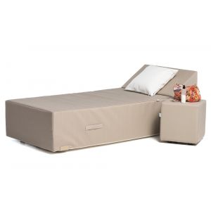 SUN PACK UMBRELLA POUF | 1 Lit de piscine COZIP une place 200x88xh38cm + 1 coussin 50x50cm+ 1 pouf 40x40cm Beige / Beige / Anthracite