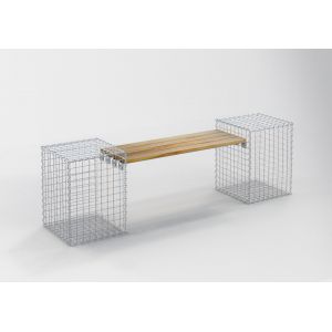 Banc de jardin 2 gabions TECK MW 5 x 5 cm