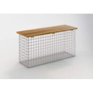 Gabion spirale banc de jardin 105 x 50 x 30 cm -3 TECK MW 5 x 5 cm