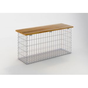Gabion spirale banc de jardin 105 x 50 x 30 cm - 3 TECK MW 5 x 10 cm