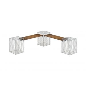Banc de jardin 3 gabions TECK MW 5 x 5 cm
