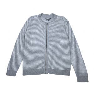 BONPOINT - Pull zippé gris & blanc - 6 ans