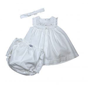 PETIT BATEAU - Robe de cérémonie blanche avec broderies or - 12 mois